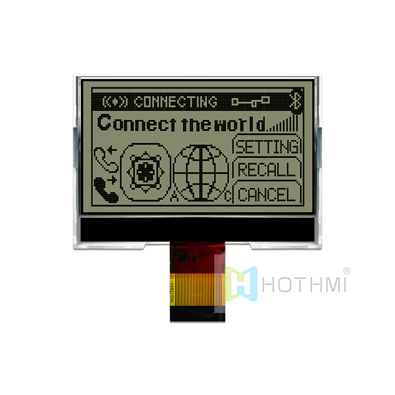 Monochrome COG LCD 128X64 SPI FSTN + Display with White Side Backlight