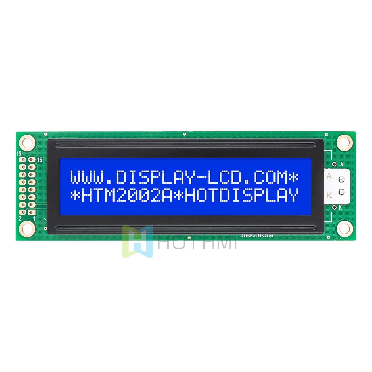 character LCD display |2X20 STN-monochrome blue display with white backlight | 5.0V |Transmissive display | ST7066U controller | Arduino
