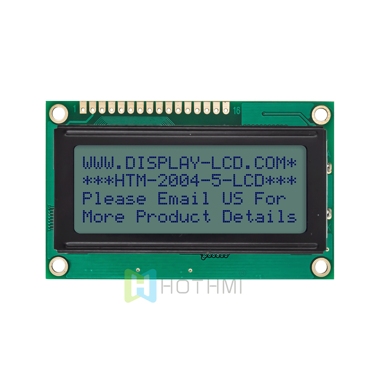 4X20 character LCD module/ monochrome 5.0v/STN positive display/white backlight/Arduino/transflective LCD display/grey background with blue characters