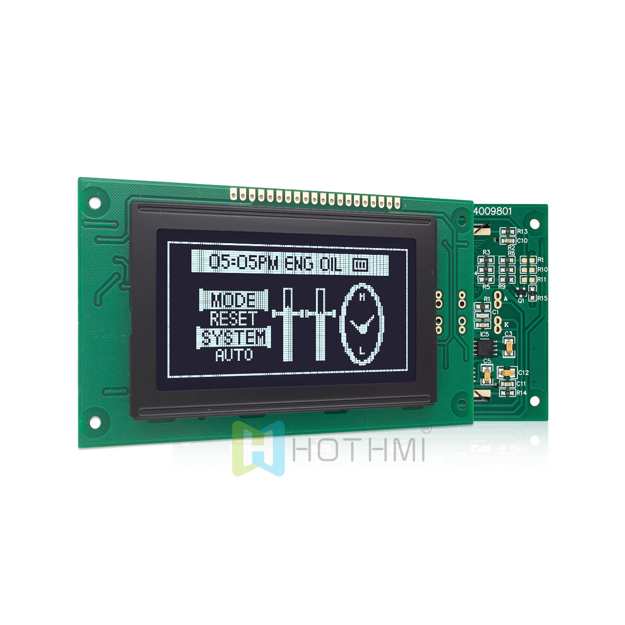 3.2"128X64 monochrome graphic LCD module | with white backlight | DFSTN(-) | MCU interface | Arduino | black background with white graphics | KS0107+KS0108 or compatible