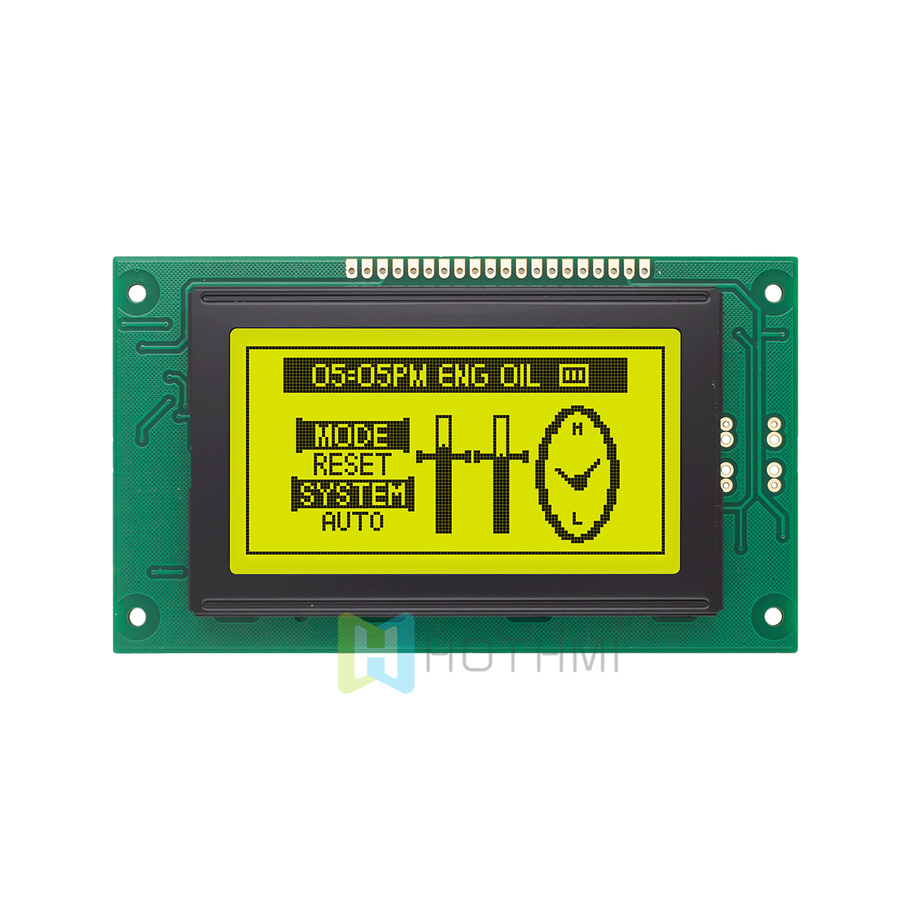 3.2"128X64 monochrome graphic LCD module | with yellow-green backlight | STN gray positive display | MCU interface or custom interface | Arduino | 5.0v