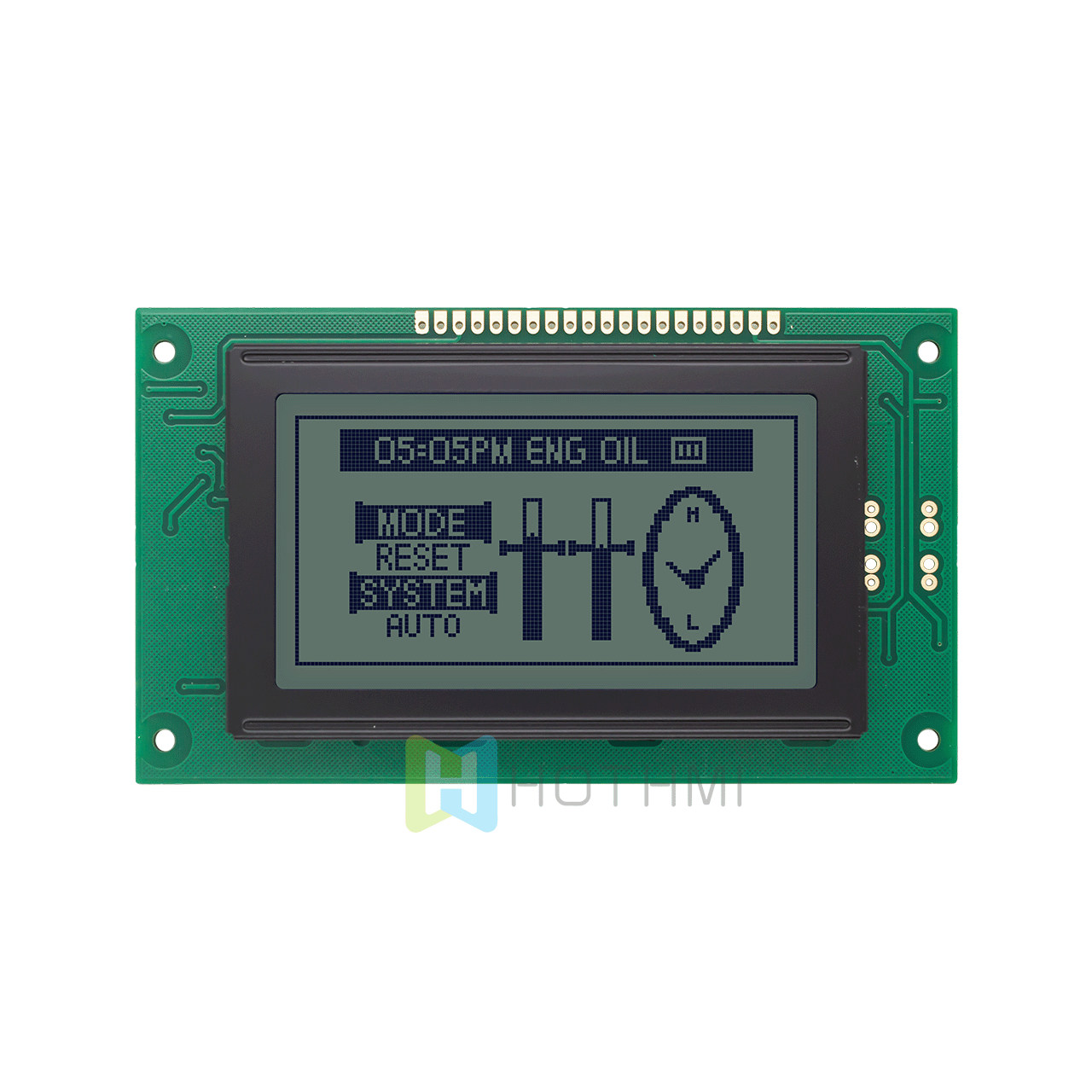 3.2"128X64 monochrome graphic LCD module | with yellow-green backlight | STN gray positive display | MCU interface or custom interface | Arduino | 5.0v