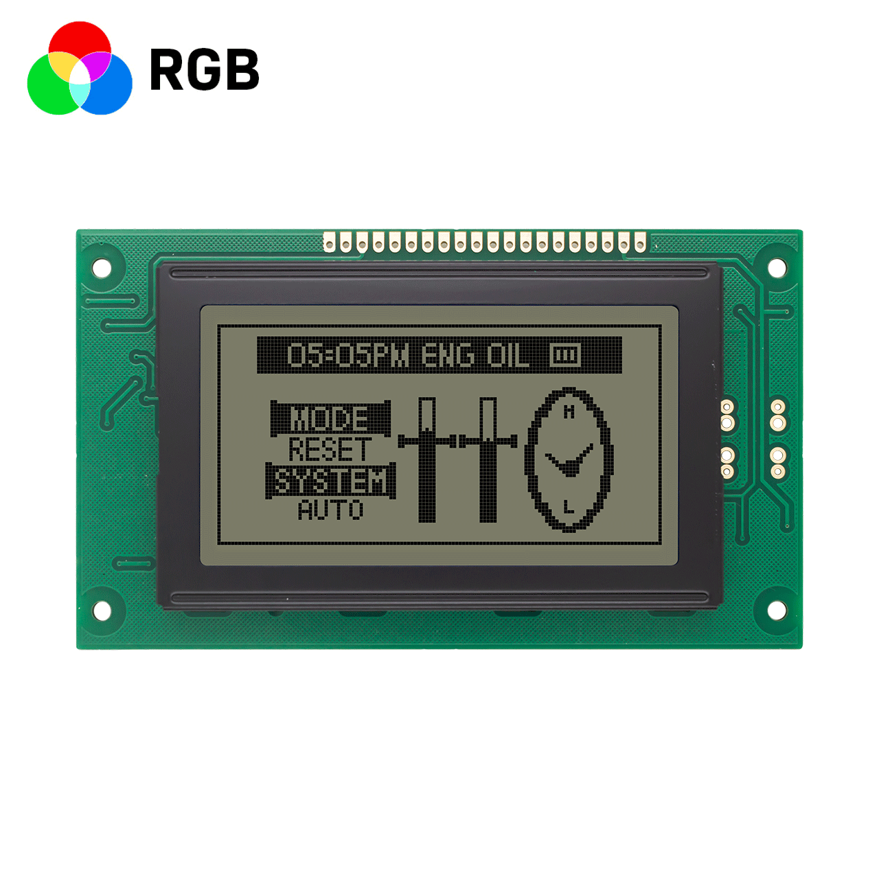 3.2"128X64 monochrome graphic LCD module | with yellow-green backlight | FSTN(+) | MCU interface | Arduino | KS0107+KS0108 or compatible