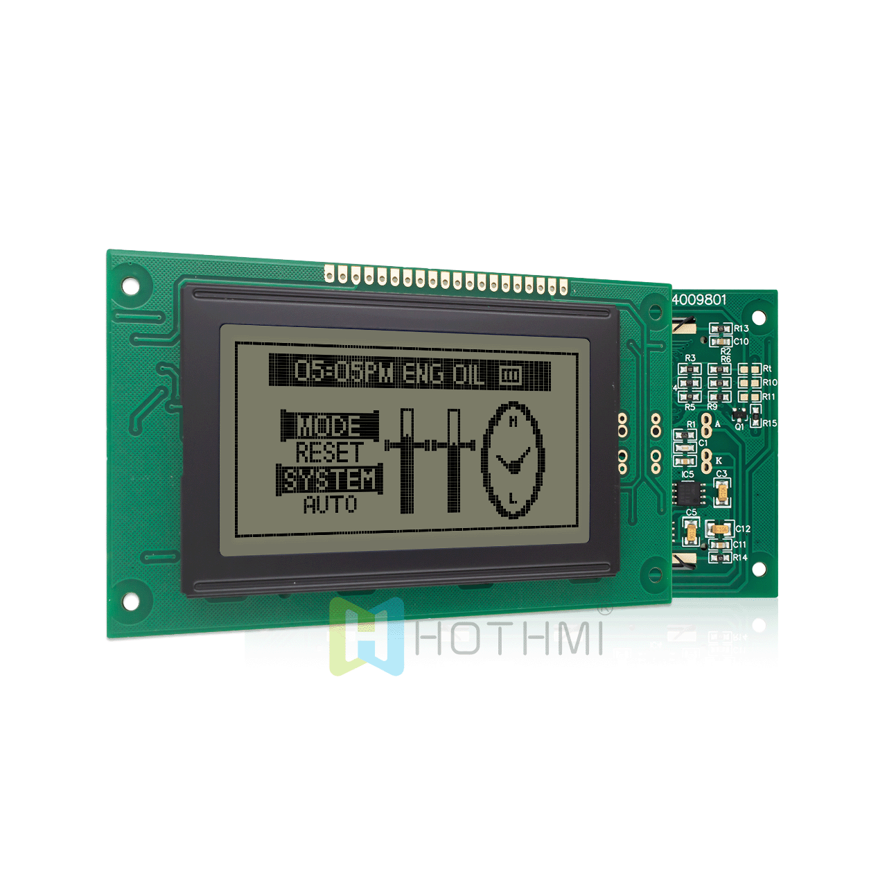 3.2"128X64 monochrome graphic LCD module | with yellow-green backlight | FSTN(+) | MCU interface | Arduino | KS0107+KS0108 or compatible
