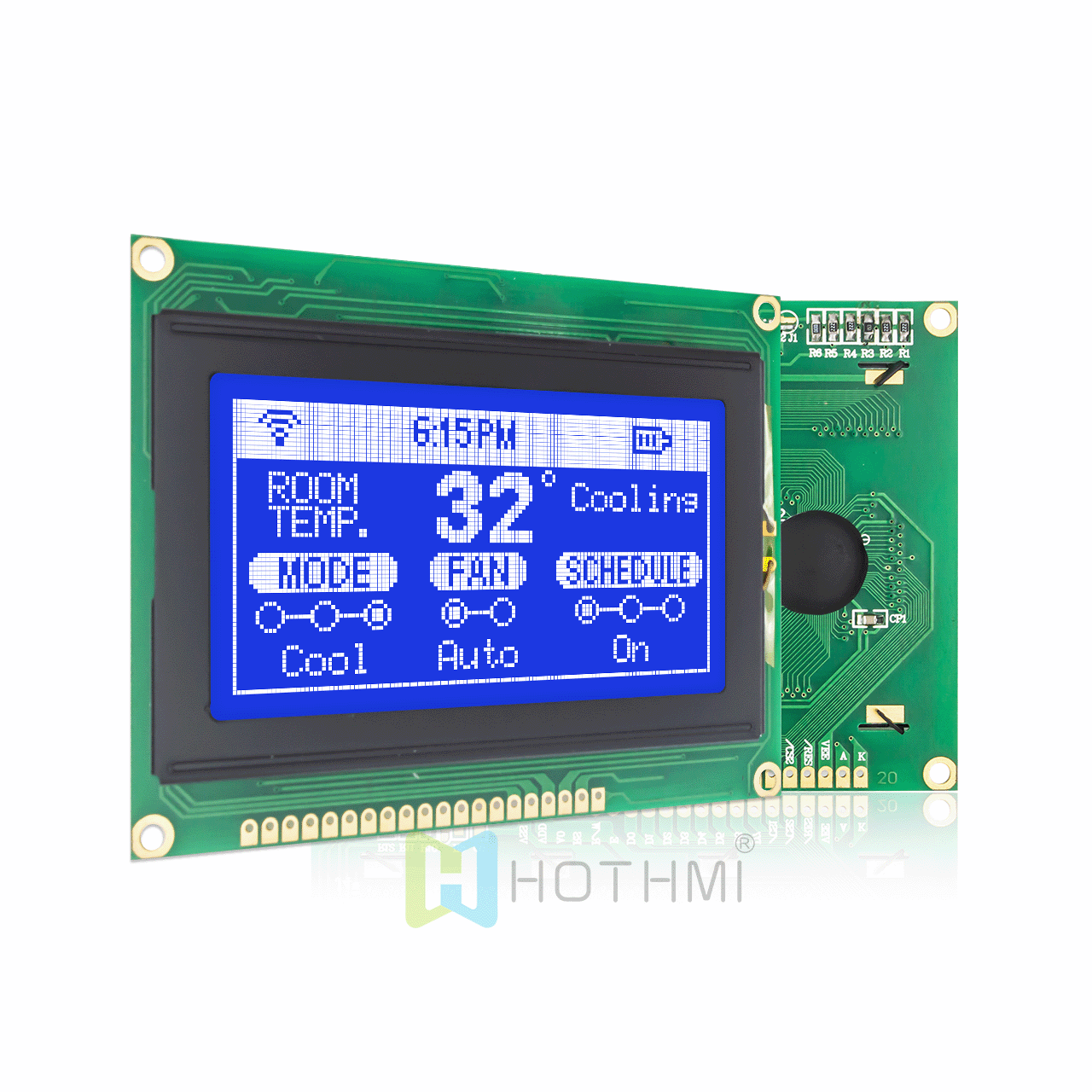 3.2"128X64 graphic LCD module/STN negative display/blue background white pixel display/white backlight/KS0107+KS0108 or compatible/transmissive polarizer