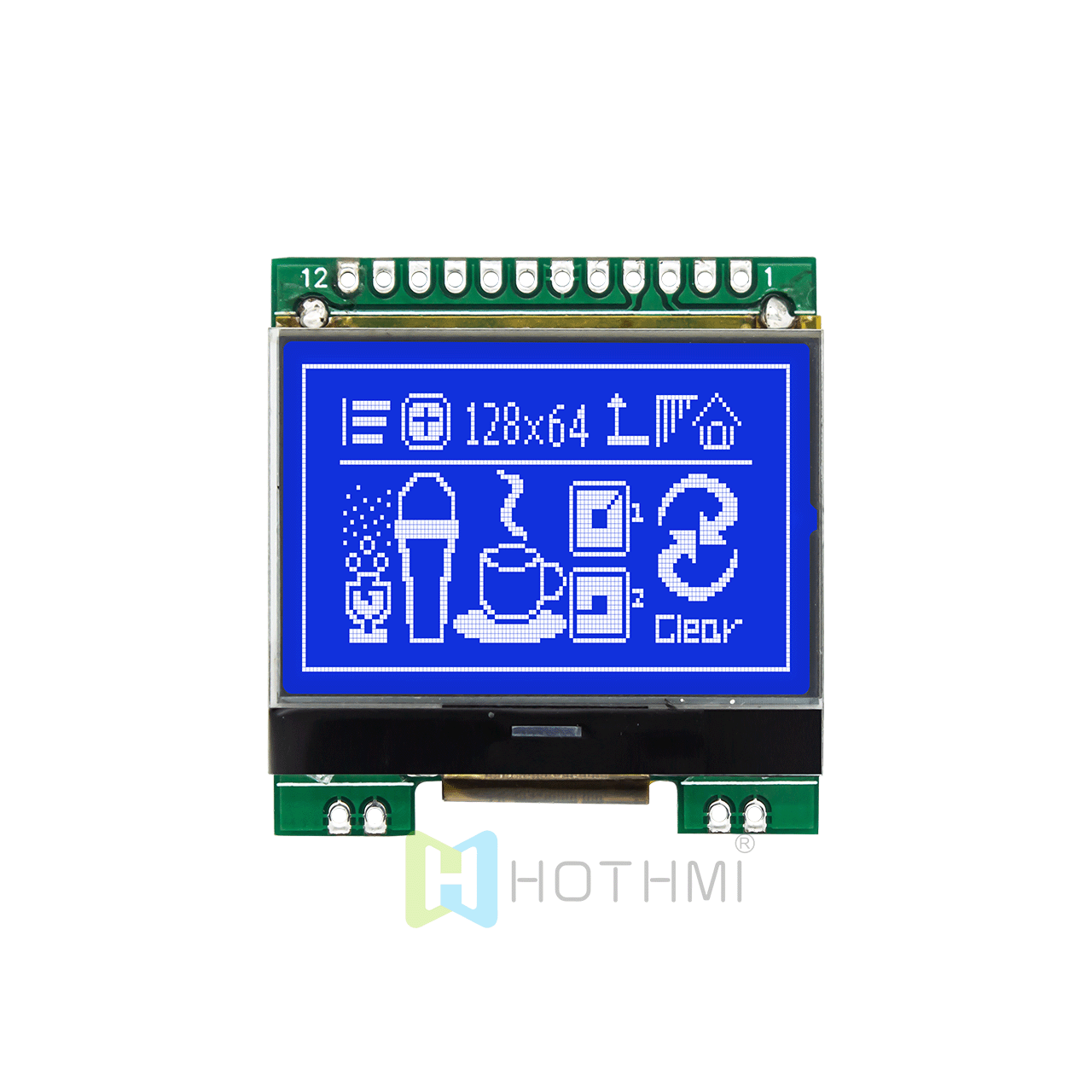 1.7" LCD screen/128x64 graphic dot matrix module/blue background with white characters/ST7567/SPI