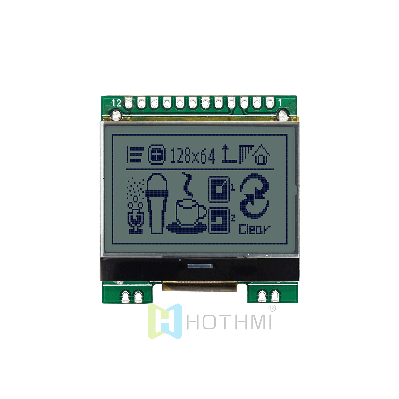 128x64 Yellow-green backlight graphic LCD module/graphic COB module/1.7-inch graphic LCD display/ST7567 controller/SPI