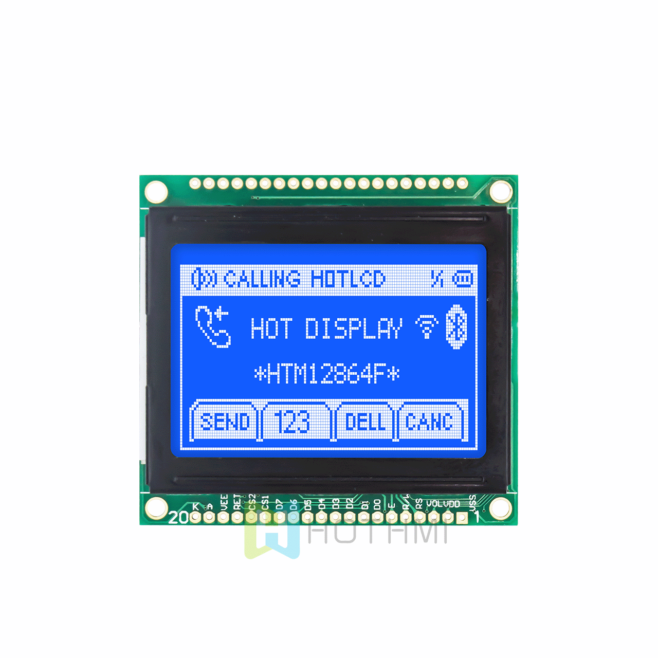 2 inch 128x64 graphic LCD LCM/white characters on blue background/multiple language fonts/STN- /MCU interface /5.0V
