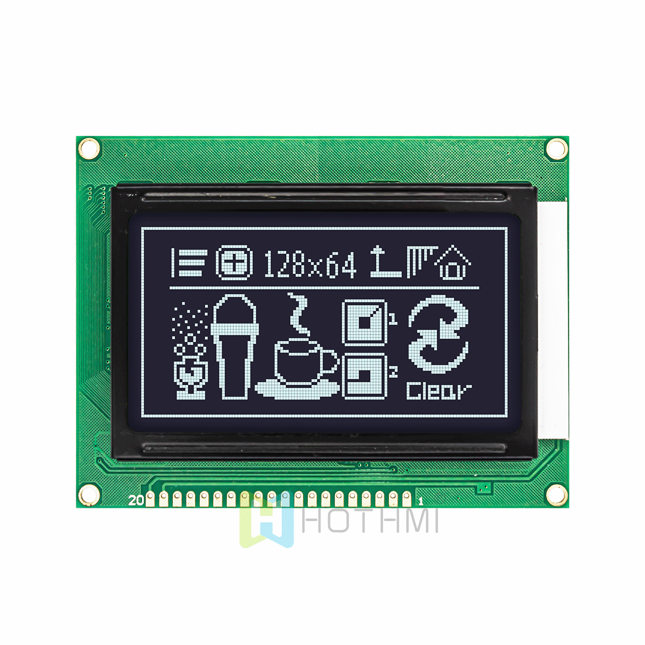 3.2 inch Black 128x64 Graphic LCD Display Module | DFSTN Negative Display | ST7920 | Arduino