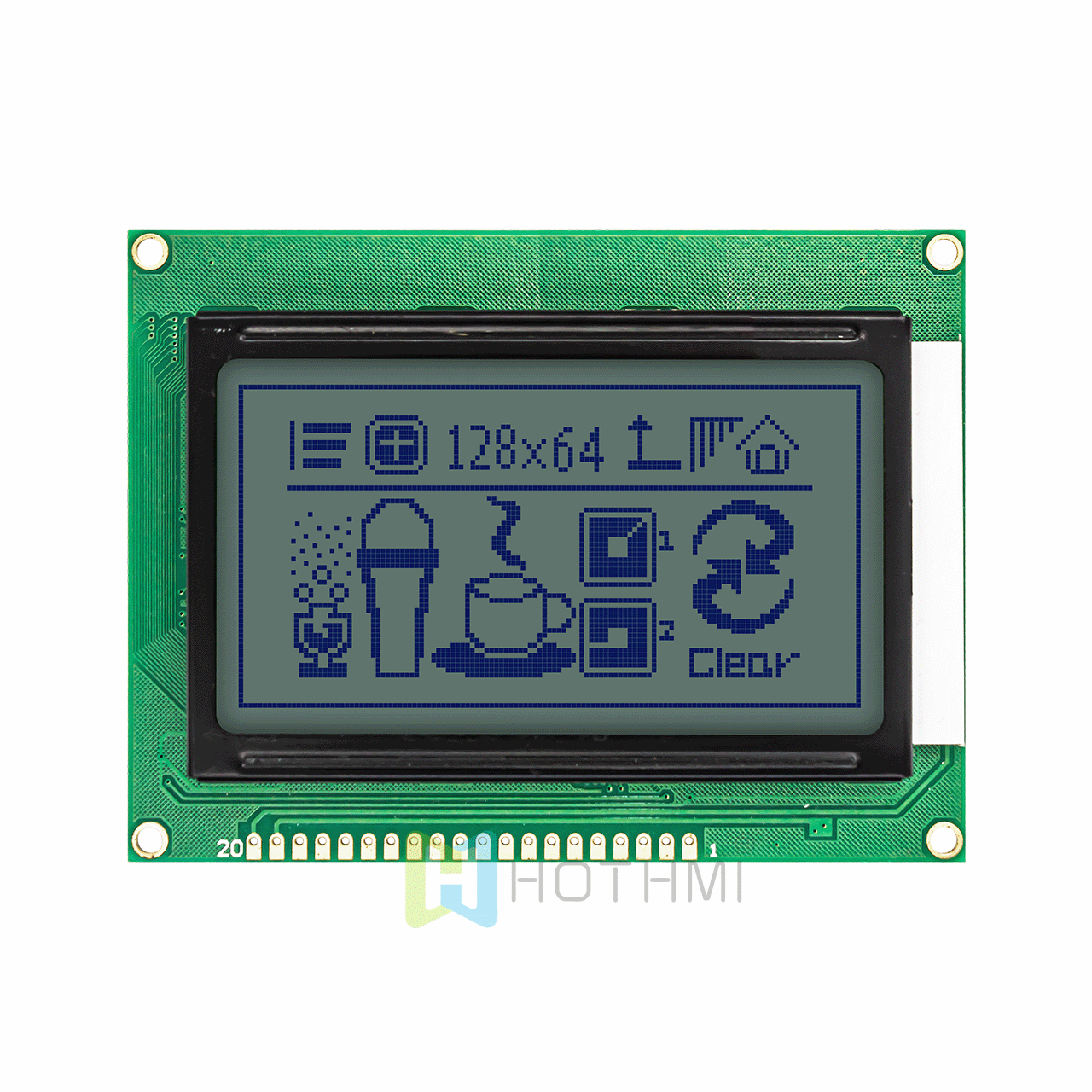 3.2 inch monochrome graphic LCD module | 128x64 graphic LCD module | ST7920 | MCU interface | for Arduino