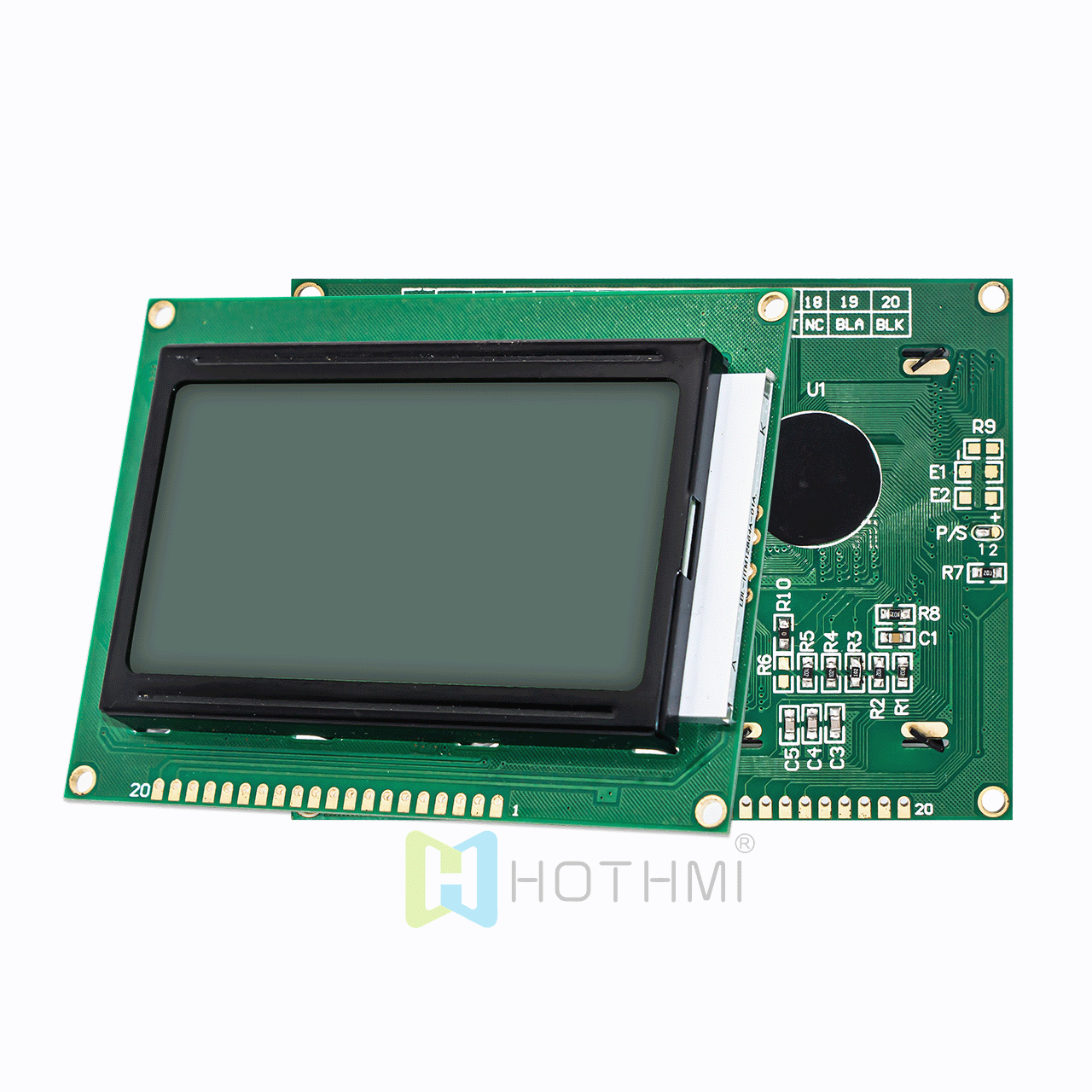 3.2 inch 128x64 yellow-green backlight graphic LCD module | Graphic COB module | STN+gray background | Arduino