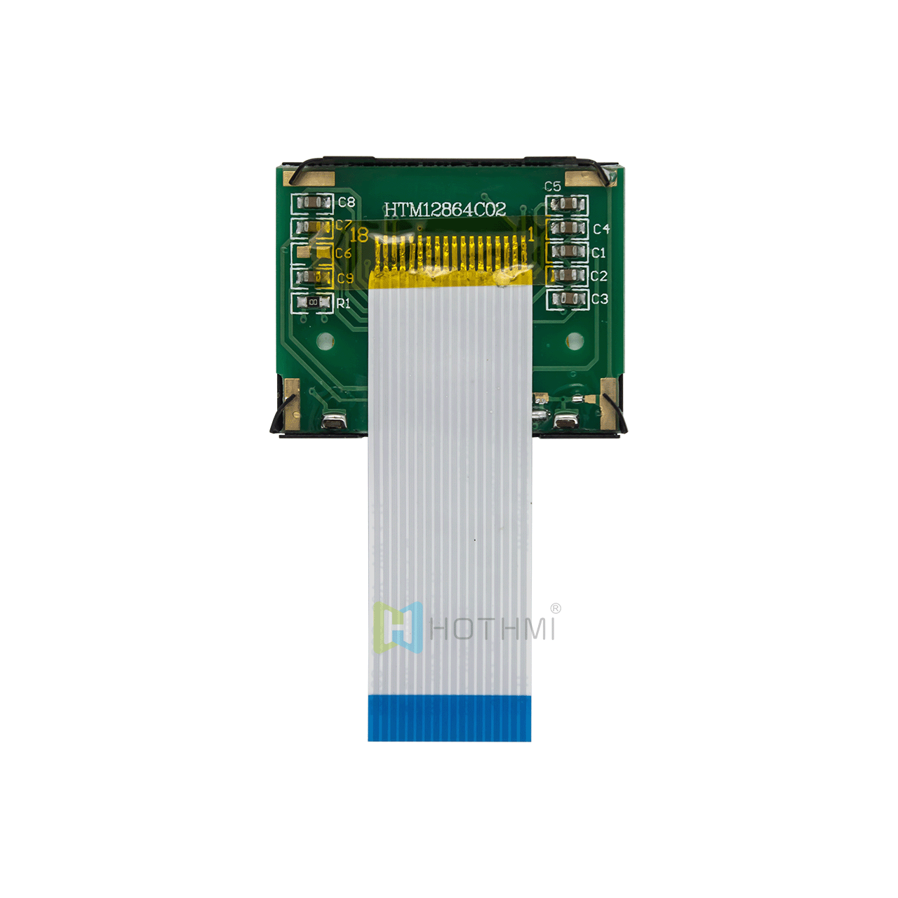 1.7-inch graphic dot matrix module/128x64 resolution/white text on blue background/ST7565R control chip/MCU