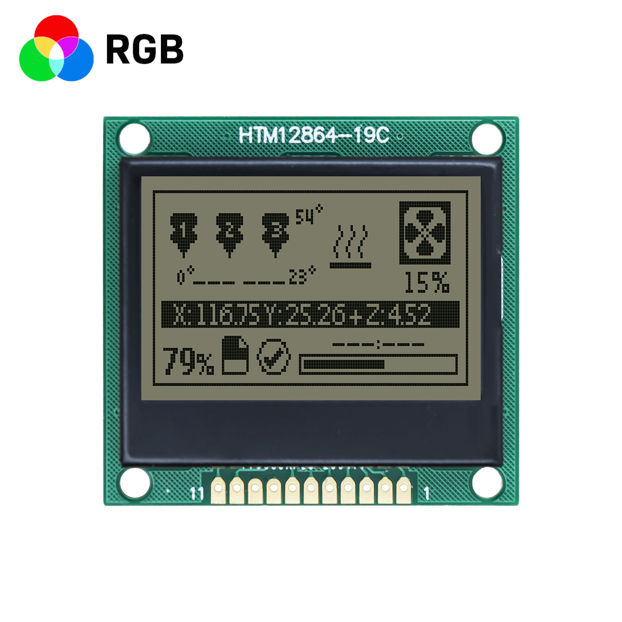 1.7 "128 x 64 LCD graphic display module | FSTN positive display | Arduino | transmissive polarizer