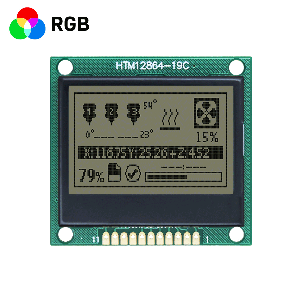 1.7 "128 x 64 LCD graphic display module | FSTN positive display | Arduino | transmissive polarizer