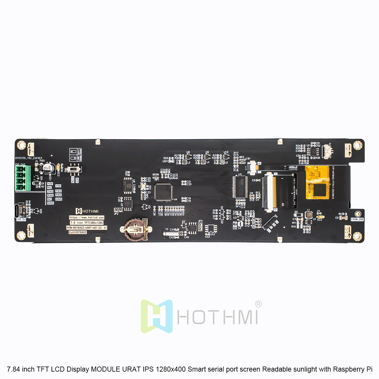 7.84 Inch TFT LCD Display Module - 1280x400 Resolution, UART Interface