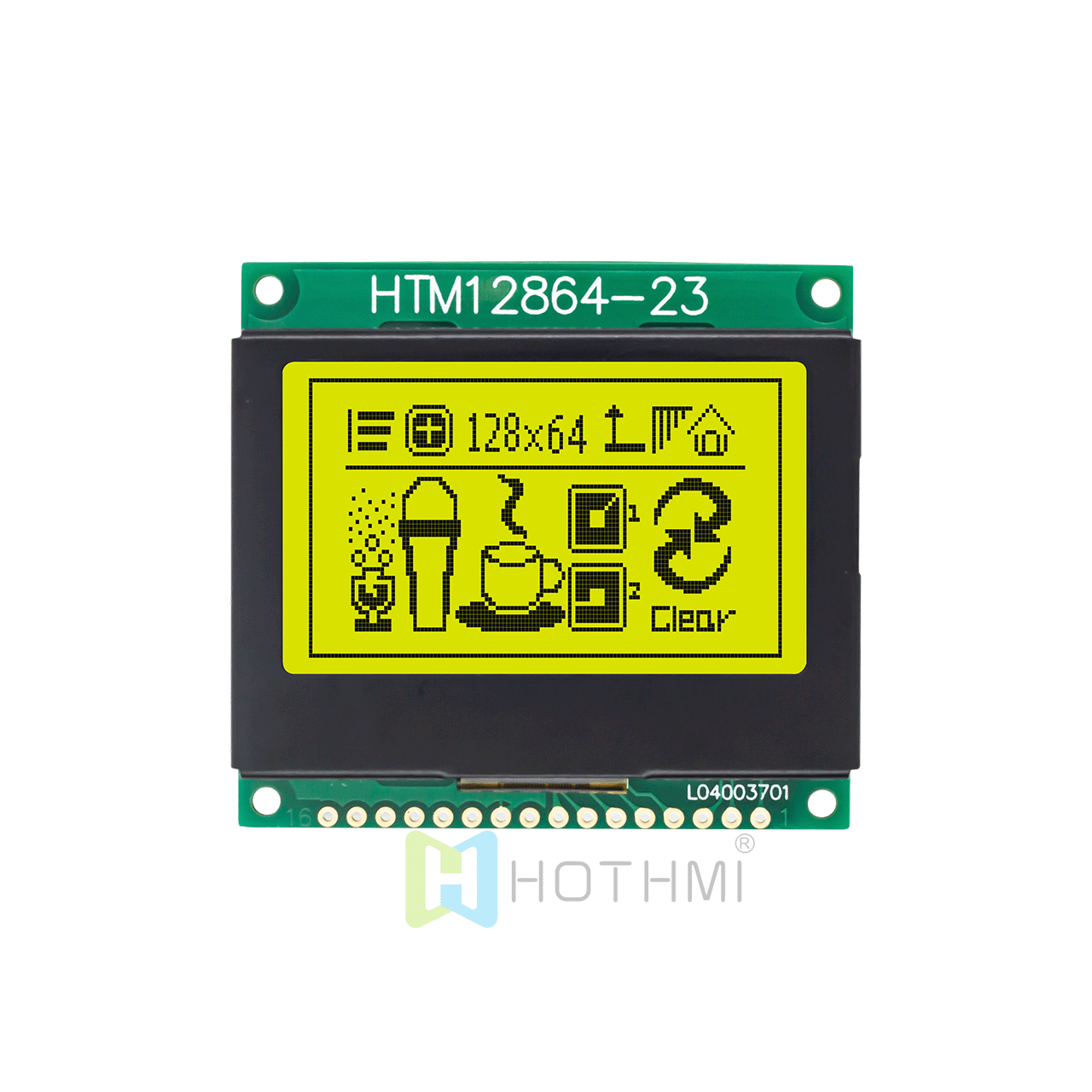 2.0 inch LCD graphic module/128x64 dot matrix yellow-green graphic LCD/STN+/3.3v/MCU interface