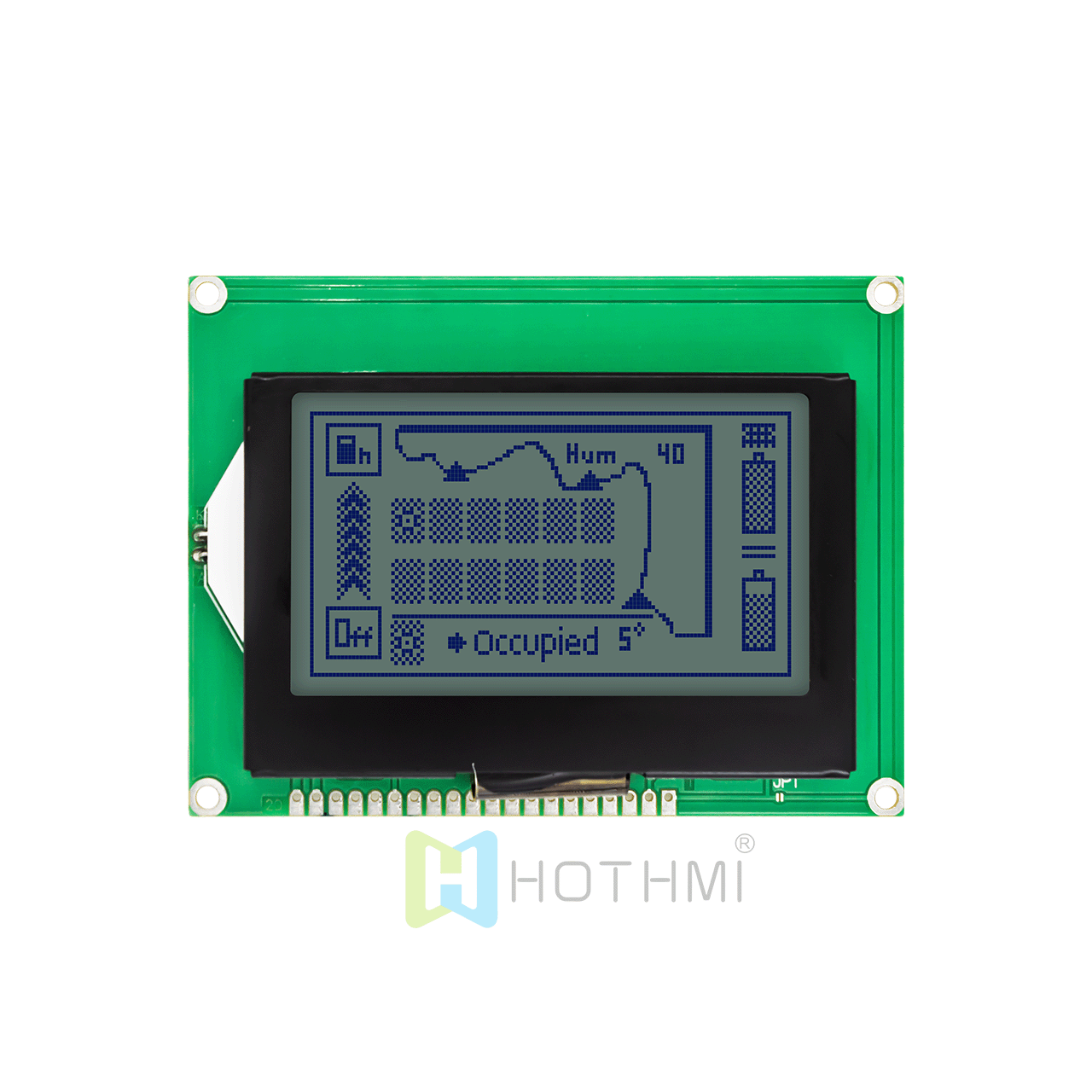 3 Inch 128x64 Graphic LCD Module | Blue Pixels On White Background