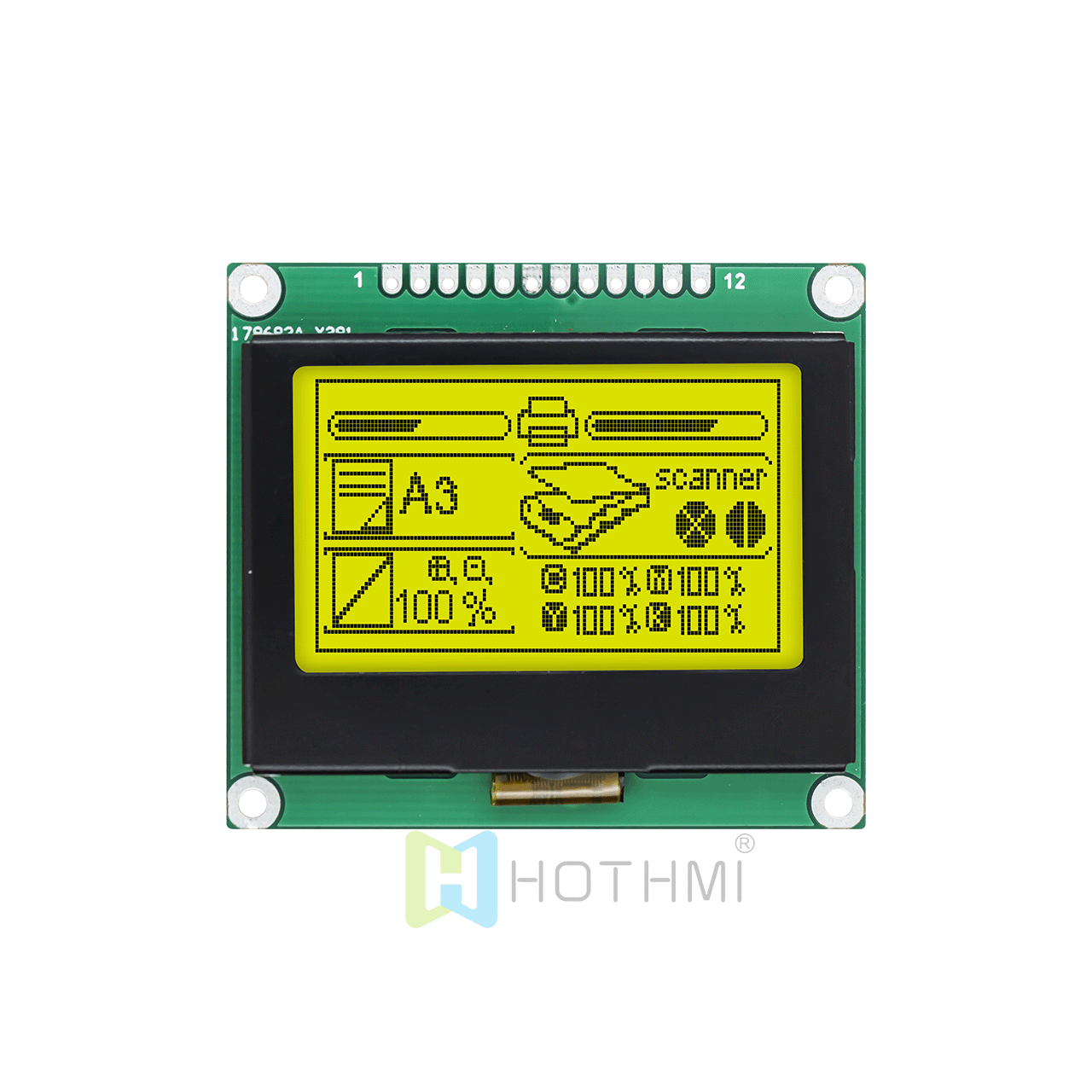 2.0 Inch 128x64 Graphic LCD Module | STN+ Yellow-Green Backlight