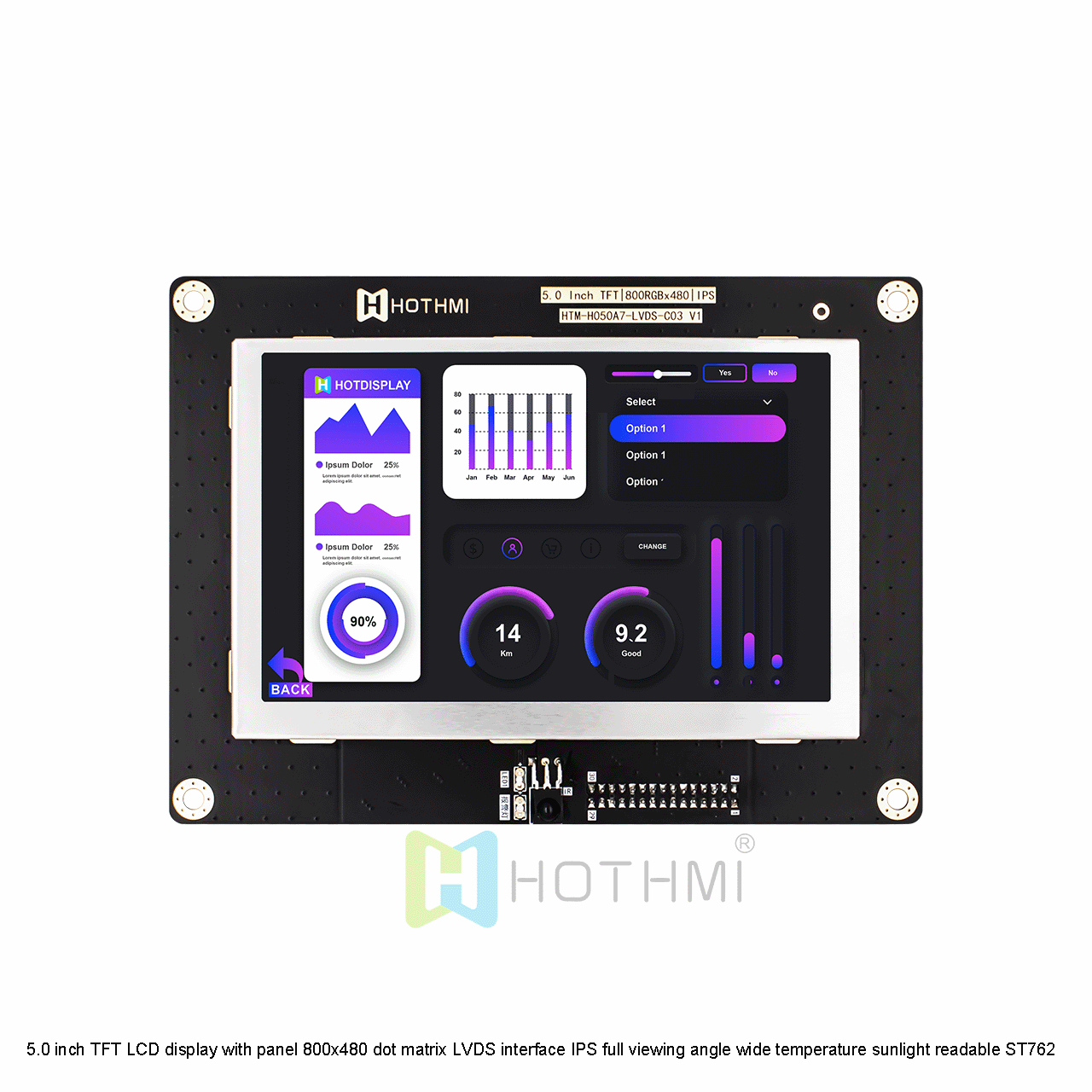 5.0 Inch TFT LCD Display Module | 800x480 Resolution LVDS Interface