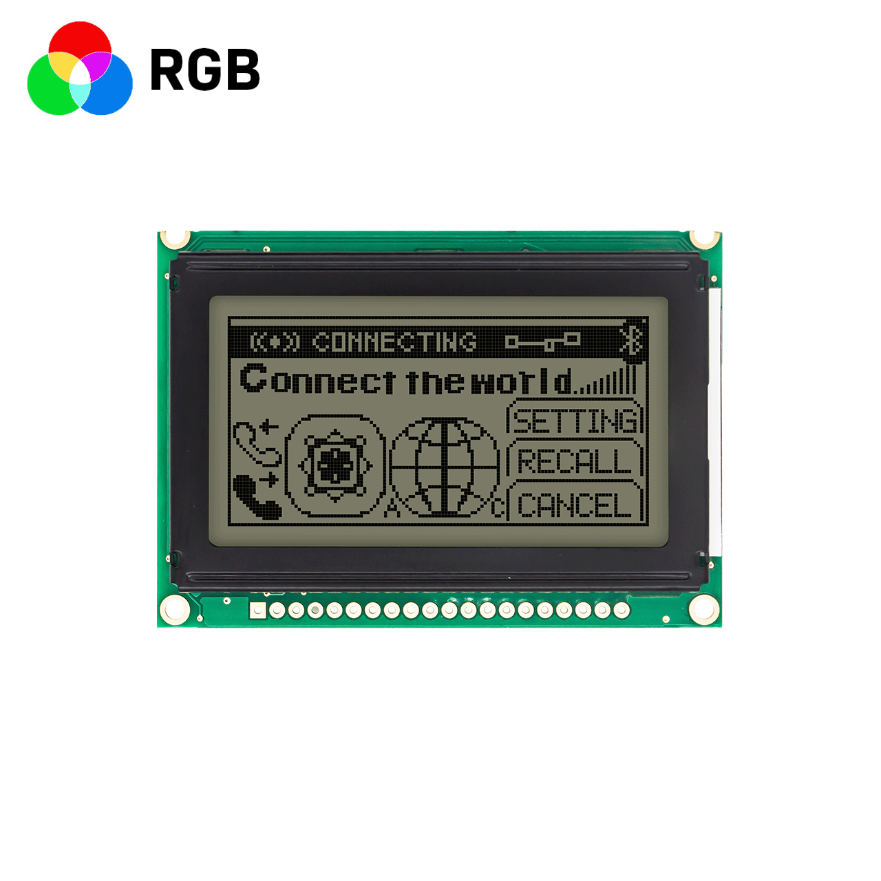 2.7 inch 128x64 LCD Graphic Liquid Crystal Dot Matrix Module | Red Green Blue Backlight | FSTN Positive Polarizer | Arduino