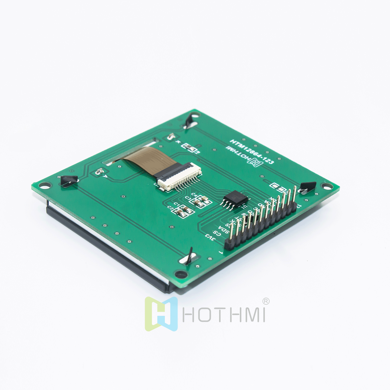 3-inch 128x64 Graphic LCD Display Module | SPI Interface | White Background with Gray Text | FSTN Positive | Transflective Polarizer