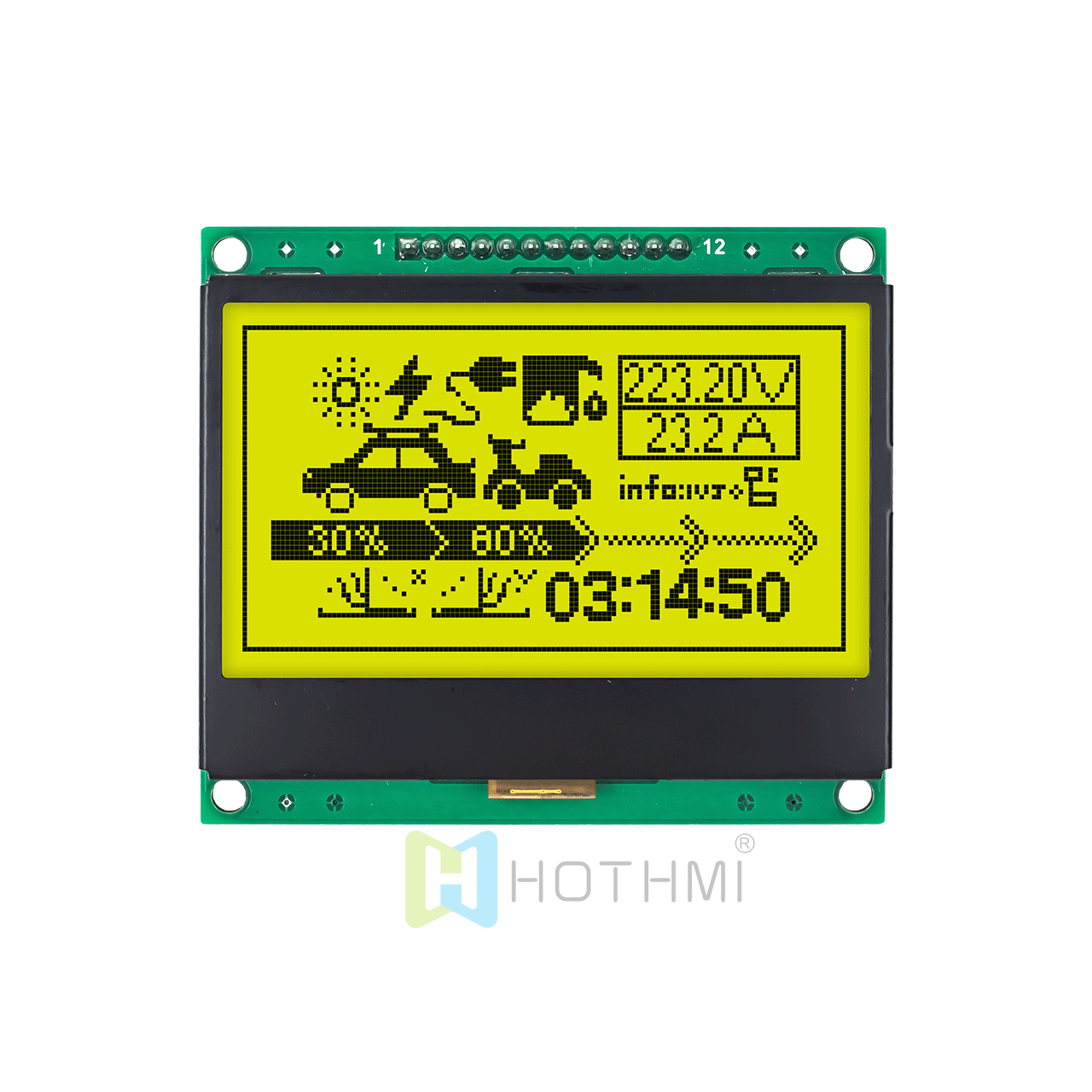 3 inch 128x64 Graphic LCD Display Module | 3.3V | STN + Yellow-Green Backlight | Arduino