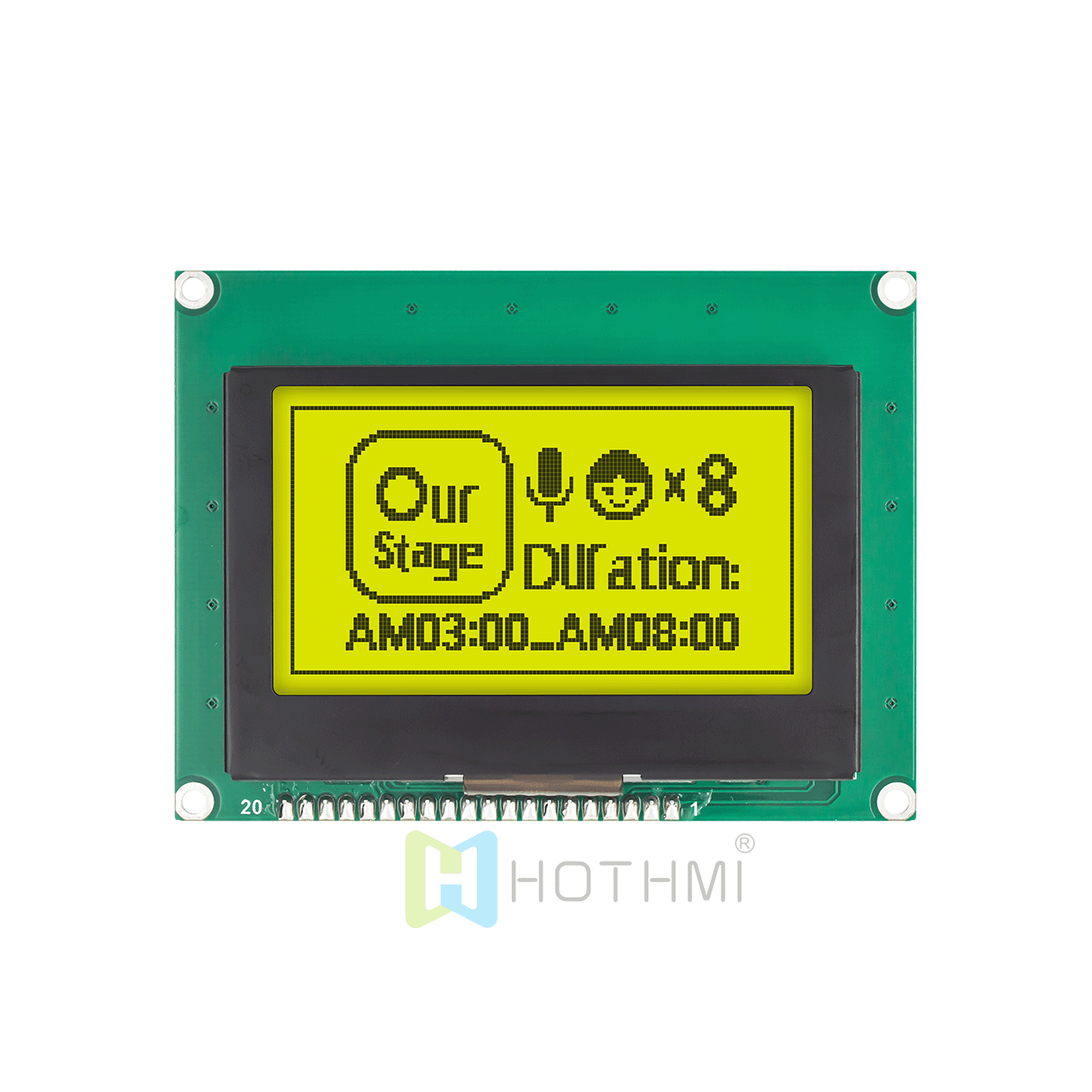 128x64 Graphic LCD Display Module | STN+Yellow-Green Backlight