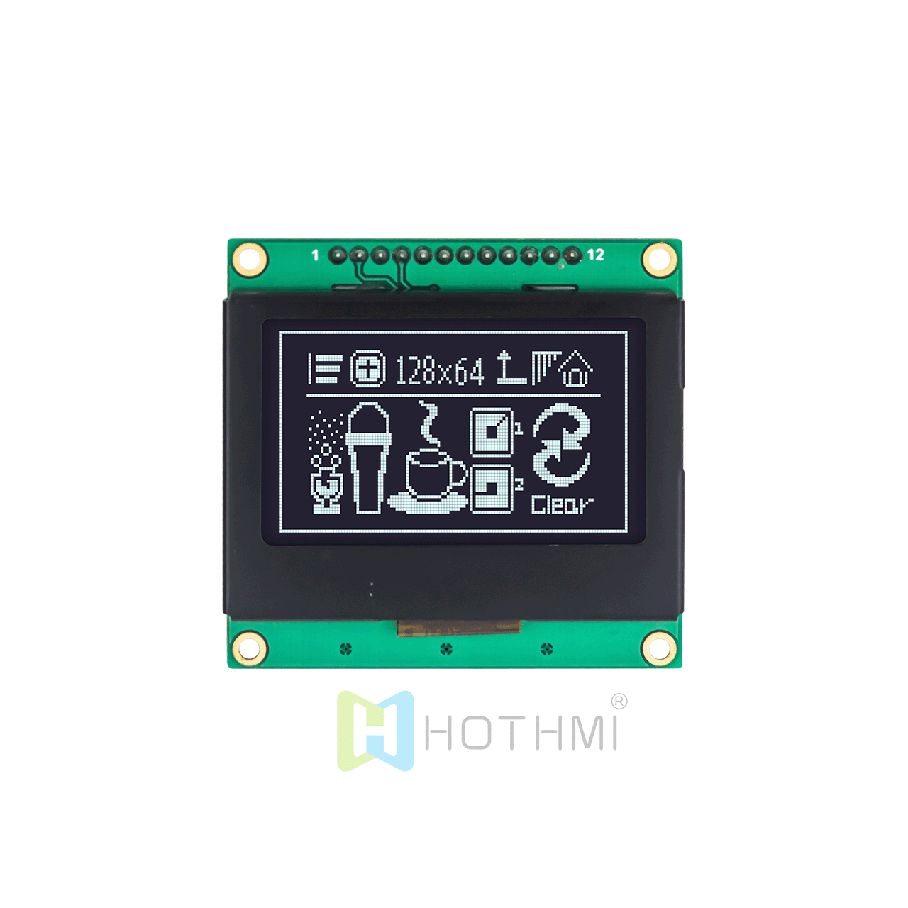 2 inch 128 x 64 LCD Graphic LCD Module | White Backlight | ST7567 SPI | DFSTN Negative Display | Black Background White Characters