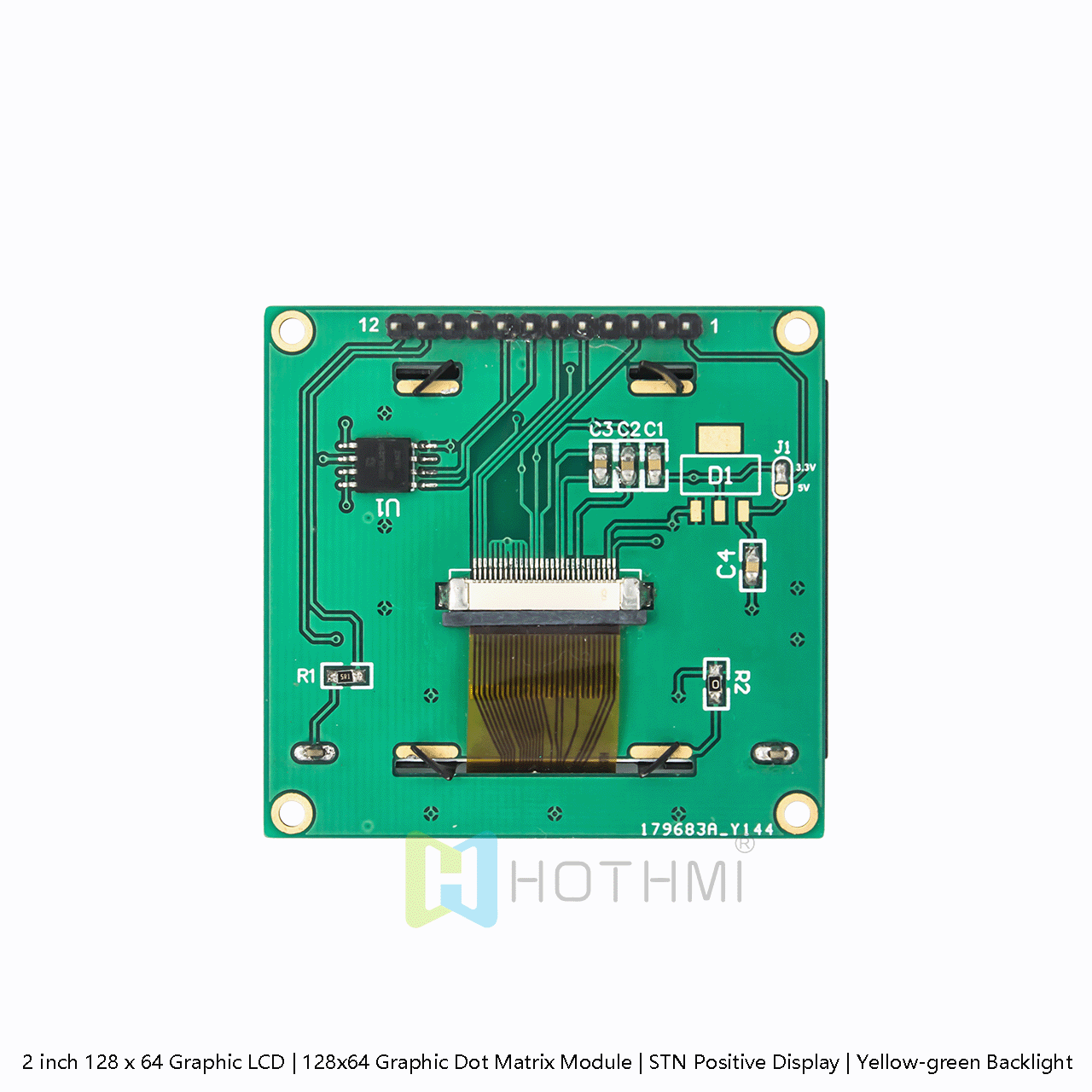 2" 128x64 Graphic LCD | 128 x 64 Graphic LCD | FSTN Positive | SPI Interface | RGB Red Green Blue Backlight