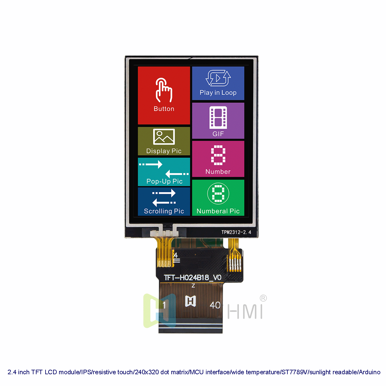 2.4 inch TFT LCD Module With Resistive Touchscreen For Arduino