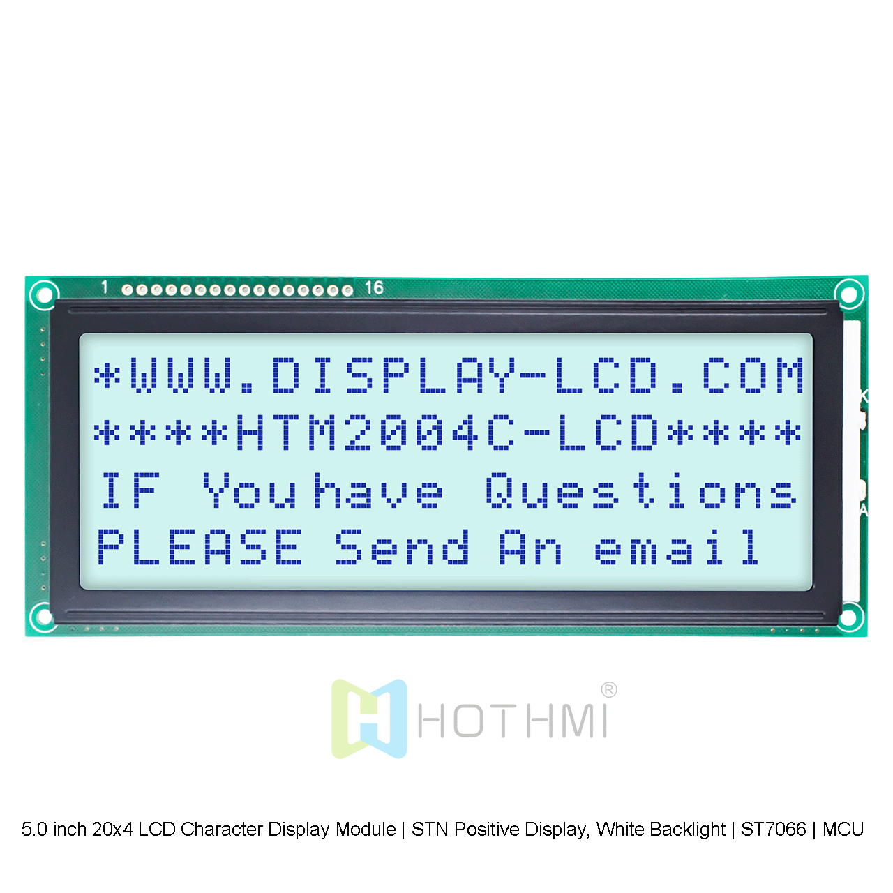 5.0 inch 20x4 LCD Character LCD Modules | STN Positive Display, White Backlight | ST7066 | MCU Interface | Gray Background with Blue Characters | For Arduino