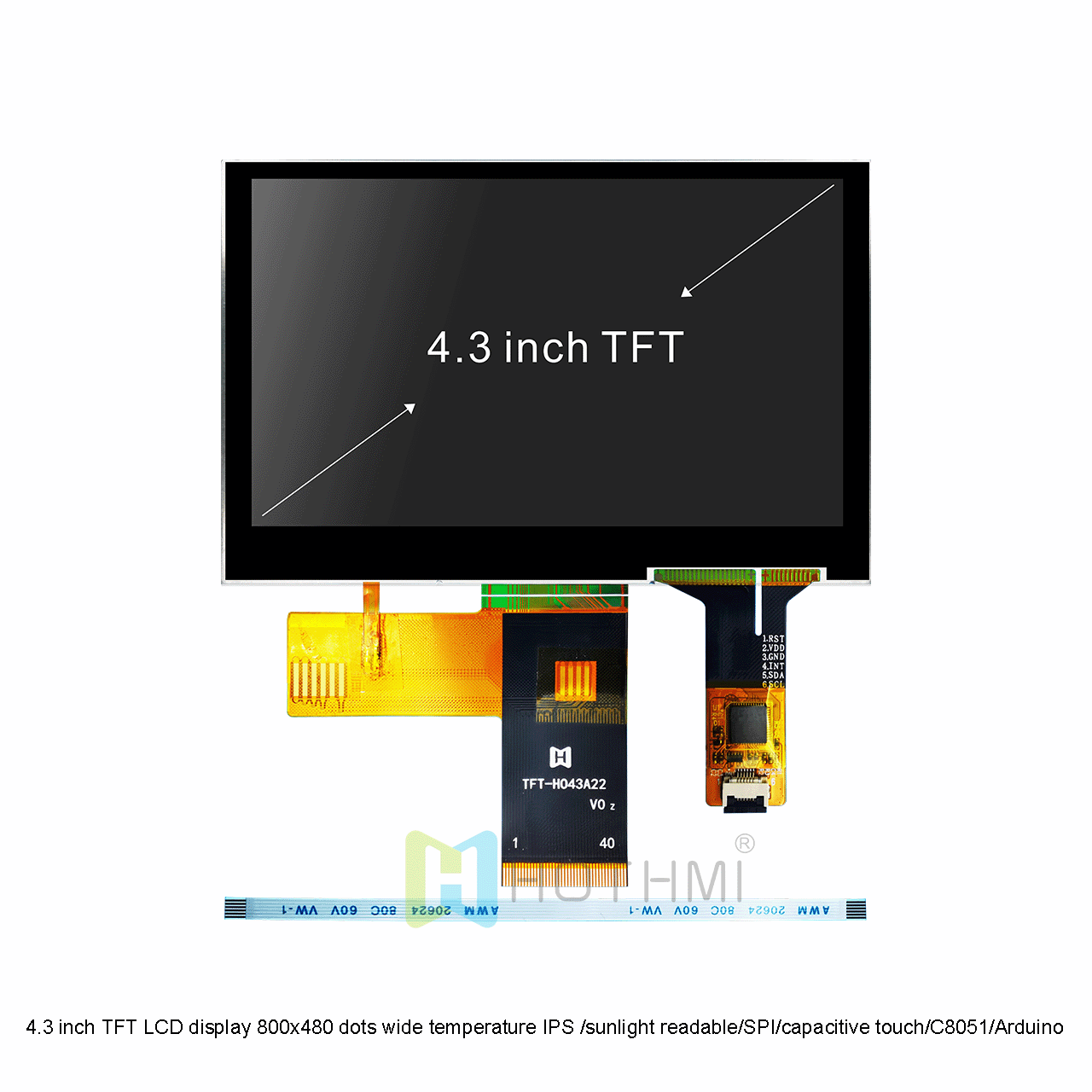 4.3 Inch Capacitive Touch TFT LCD Display With MCU Interface