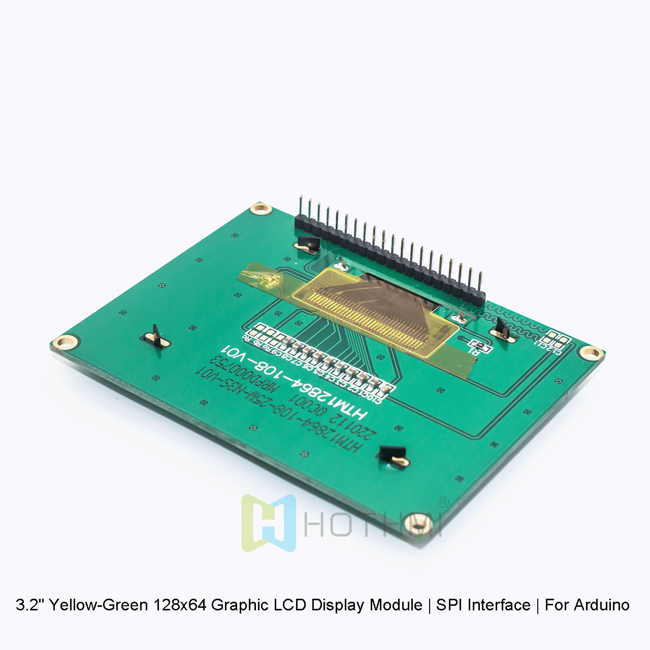 3.2" Yellow-Green 128x64 Graphic LCD Display Module | SPI Interface | For Arduino | 3.3V