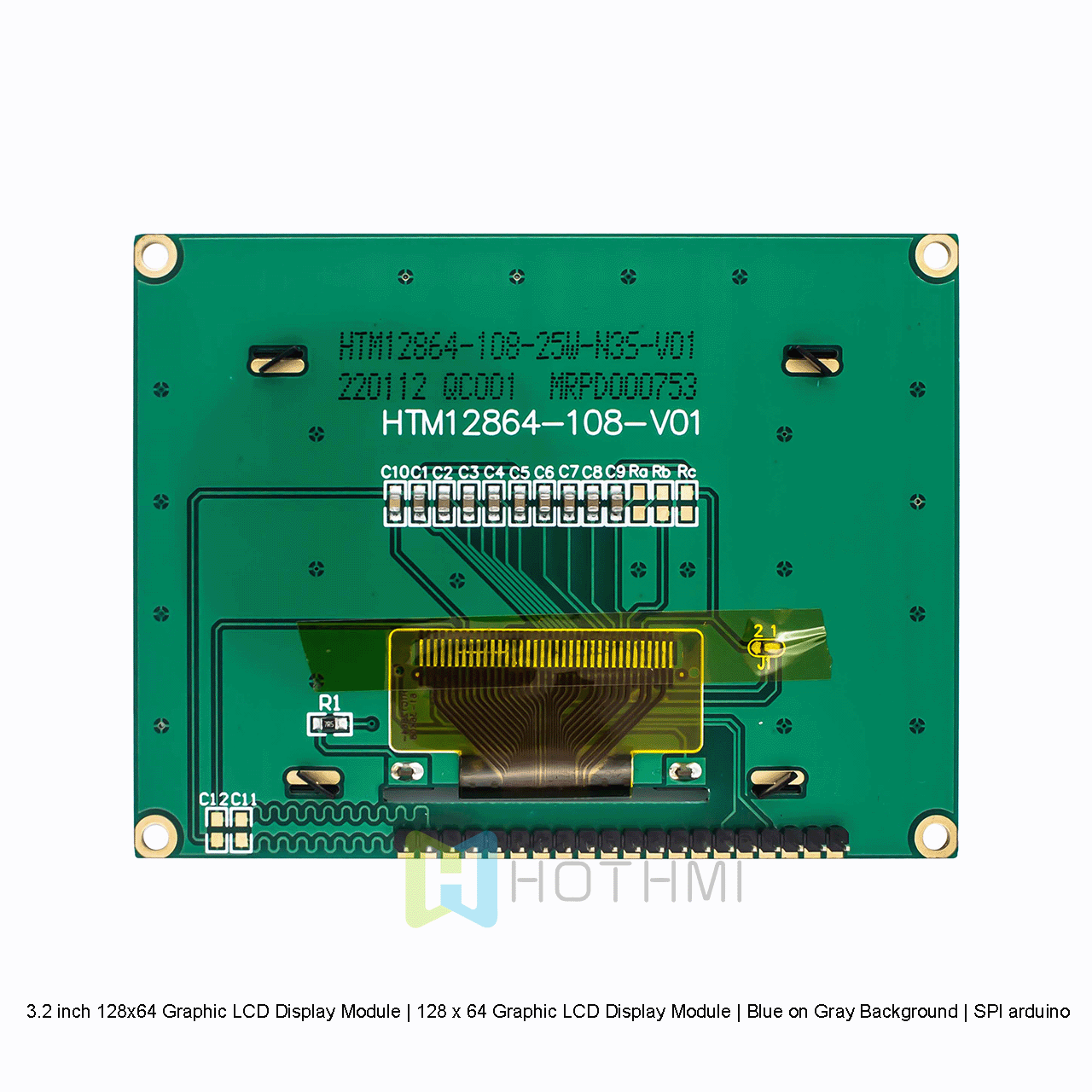 3.2 inch 128x64 Graphic LCD Display Module | 128 x 64 Graphic LCD Display Module | Blue on Gray Background | SPI Interface | 3.3V arduino