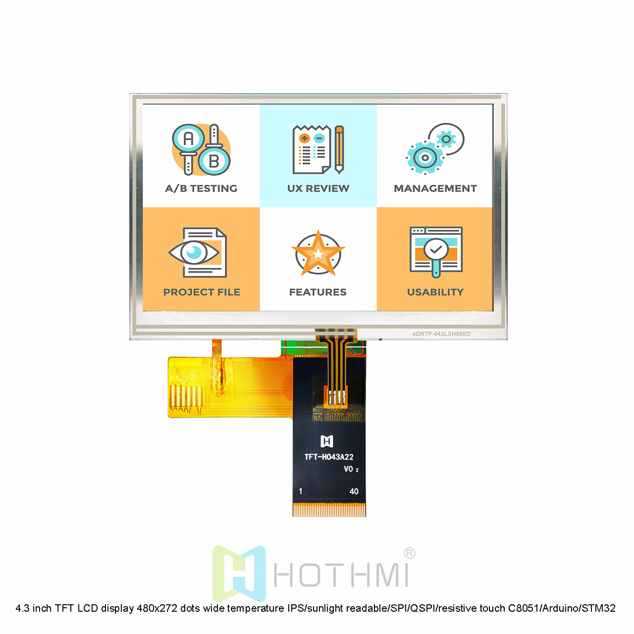 4.3 inch Resistive Touch TFT LCD Display With QSPI Interface