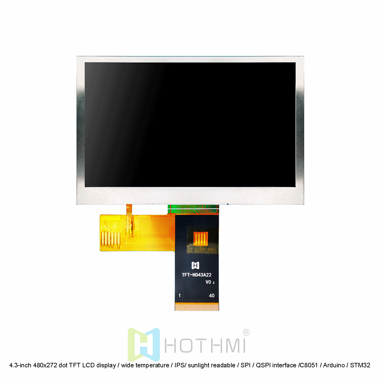 4.3-inch 480x272 TFT LCD Display | QSPI Interface Sunlight Readable