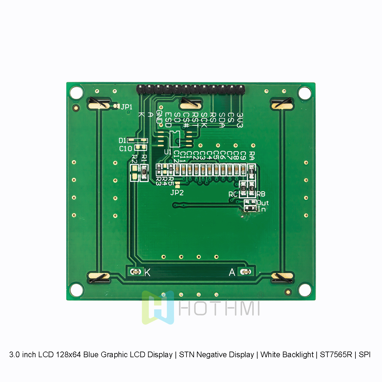 3.0 inch LCD 128x64 Blue Graphic LCD Display | STN Negative Display | White Backlight | ST7565R | SPI arduino