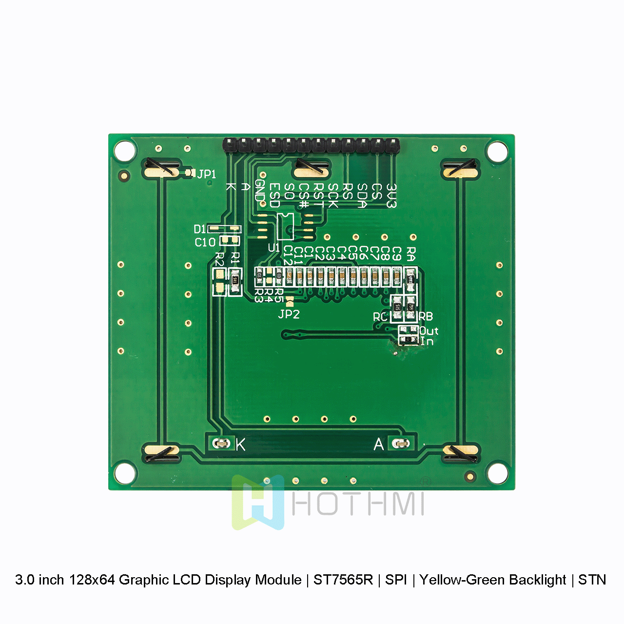 3.0 inch 128x64 Graphic LCD Display Module | ST7565R | SPI | Yellow-Green Backlight | STN Positive Display arduino