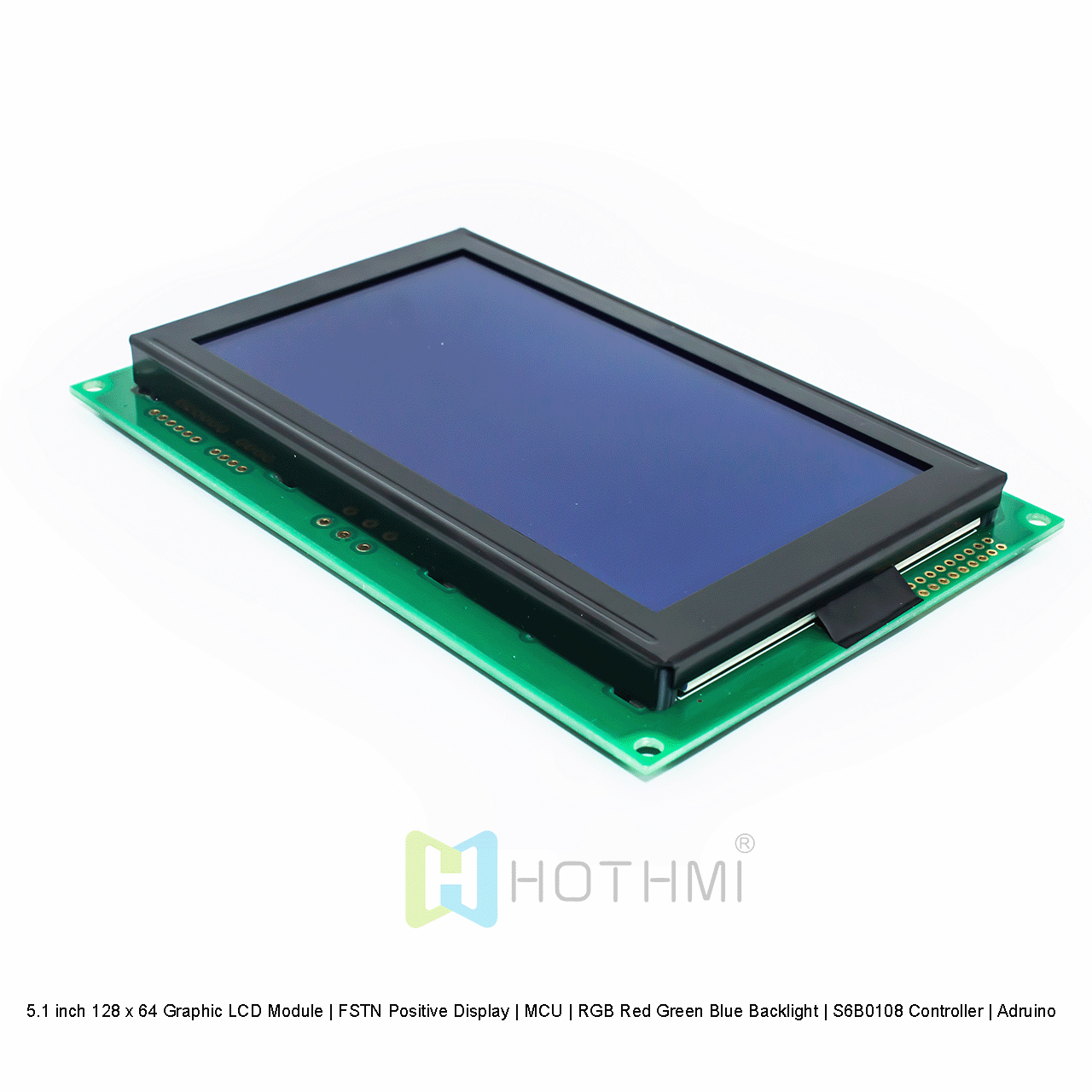 5.1 inch 128 x 64 Graphic LCD Module | FSTN Positive Display | MCU | RGB Red Green Blue Backlight | S6B0108 Controller | Arduino | Fully Transmissive Polaroid
