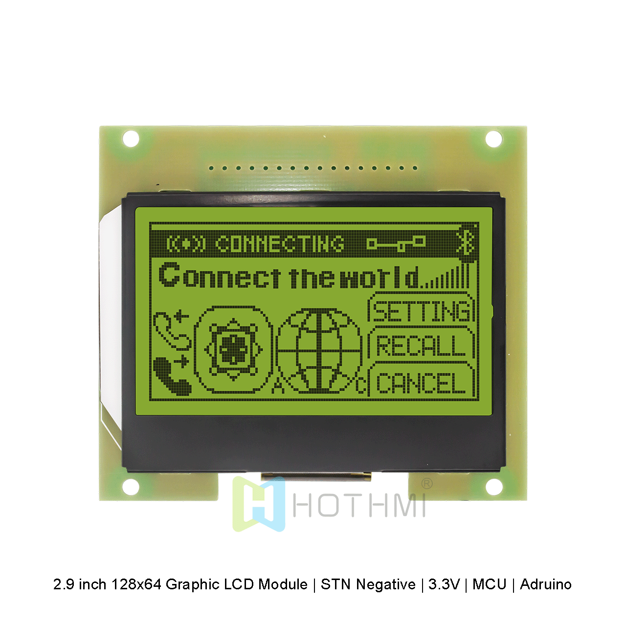 2.9 inch 128x64 Graphic LCD Module | STN Positive | 3.3V | MCU | Arduino
