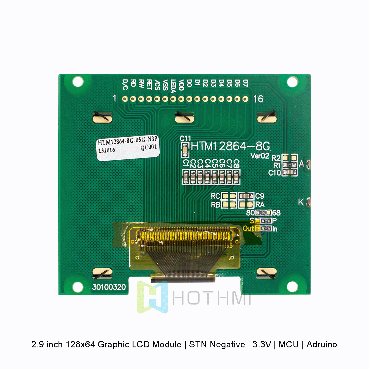 2.9 inch 128x64 Graphic LCD Module | STN Positive | 3.3V | MCU | Arduino