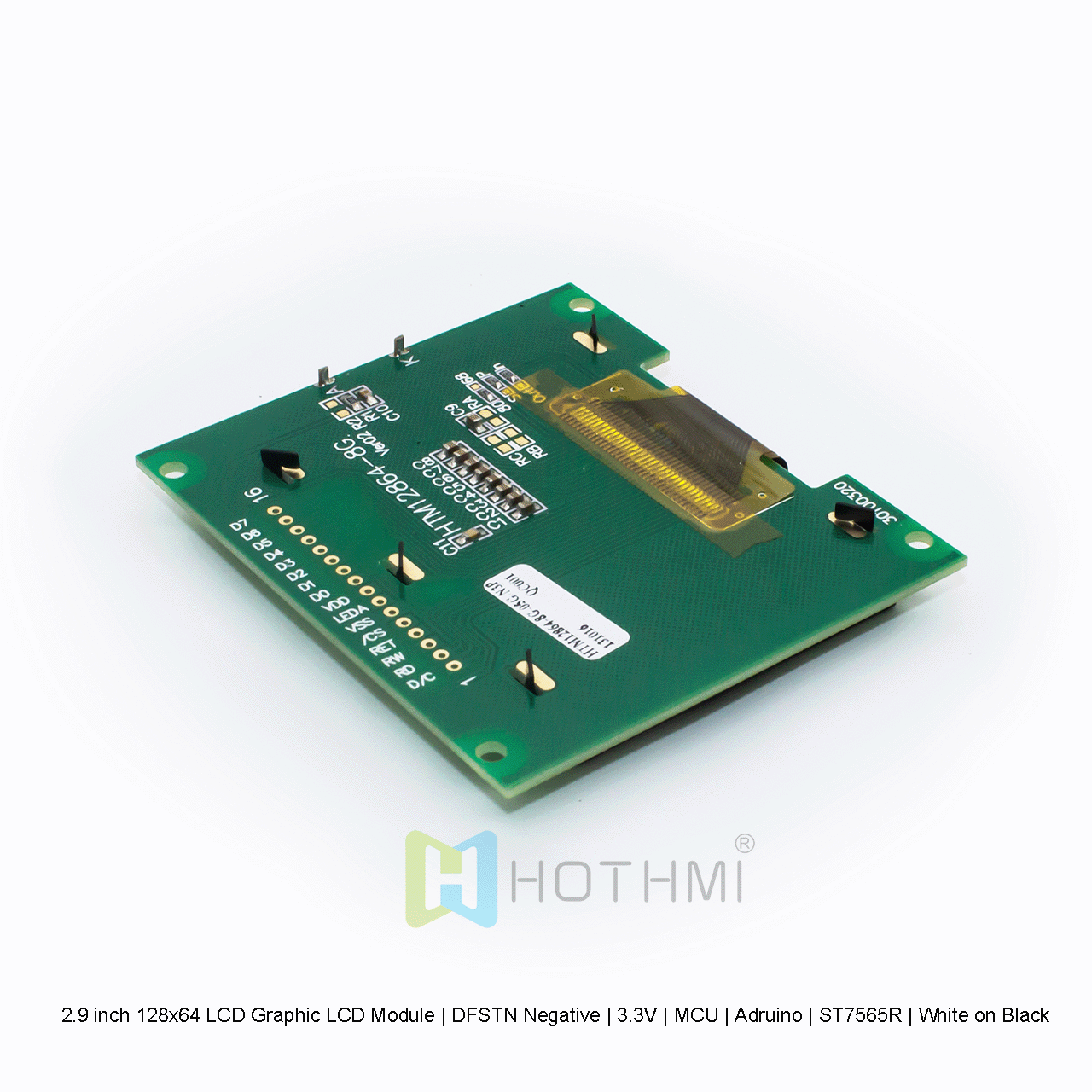 2.9 inch 128x64 LCD Graphic LCD Module | DFSTN Negative | 3.3V | MCU | Arduino | ST7565R | White on Black