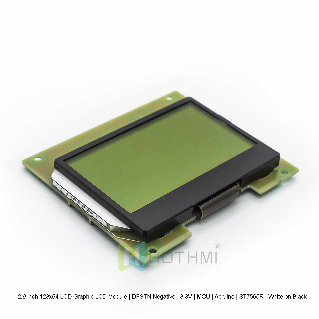 2.9 inch 128x64 LCD Graphic LCD Module | DFSTN Negative | 3.3V | MCU | Arduino | ST7565R | White on Black