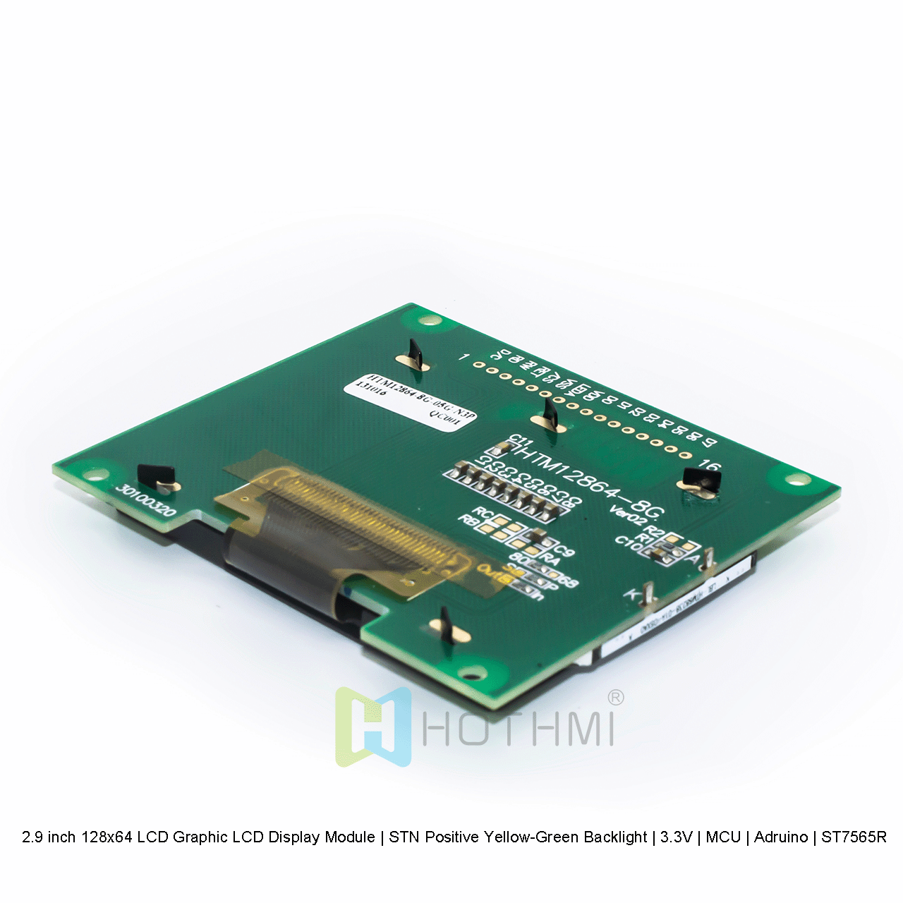 2.9 inch 128x64 LCD Graphic LCD Display Module | STN Positive Yellow-Green Backlight | 3.3V | MCU | Arduino | ST7565R