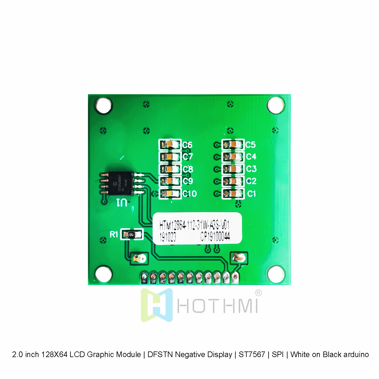 2.0 inch 128X64 LCD Graphic Module | DFSTN Negative Display | ST7567 | SPI | White on Black arduino
