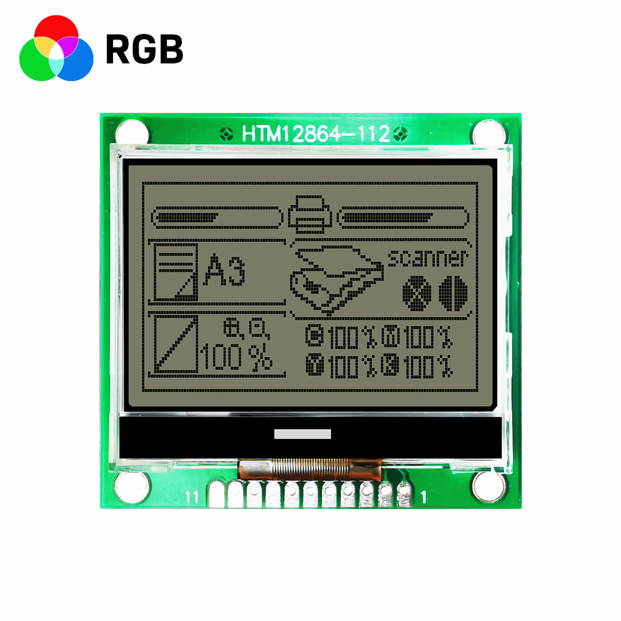 2.0 inch 128X64 LCD Graphic LCD Module | FSTN Positive Display | ST7567 | SPI | RGB Red, Green and Blue Backlight | Fully Transparent Polarizer arduino