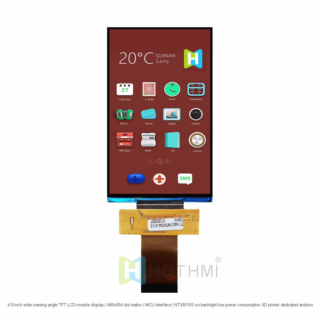 4.5 Inch TFT LCD Display | 480x854 With MCU Interface NT35510S Controller