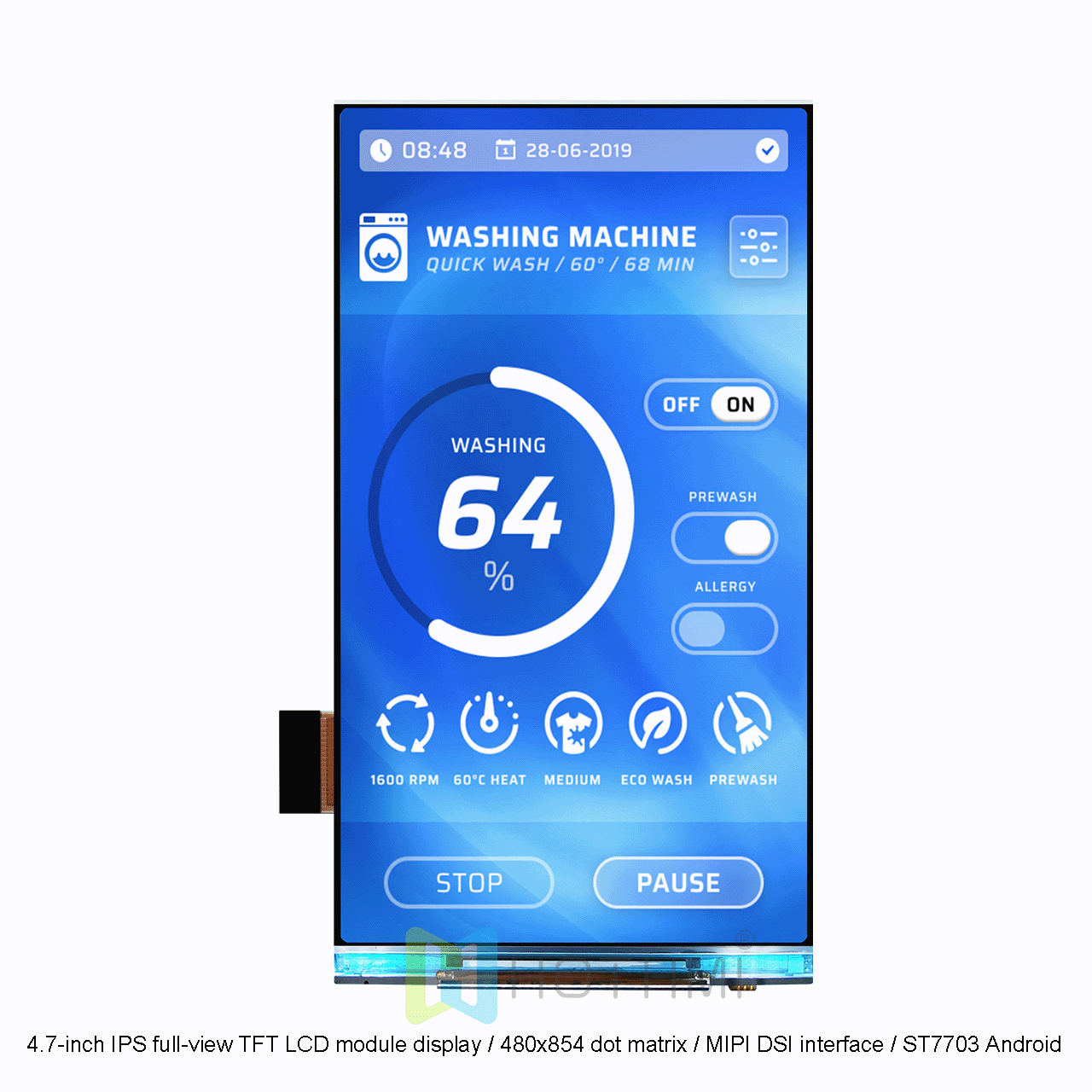 4.7 Inch TFT LCD Module Display | MIPI DSI Interface | ST7703 Android