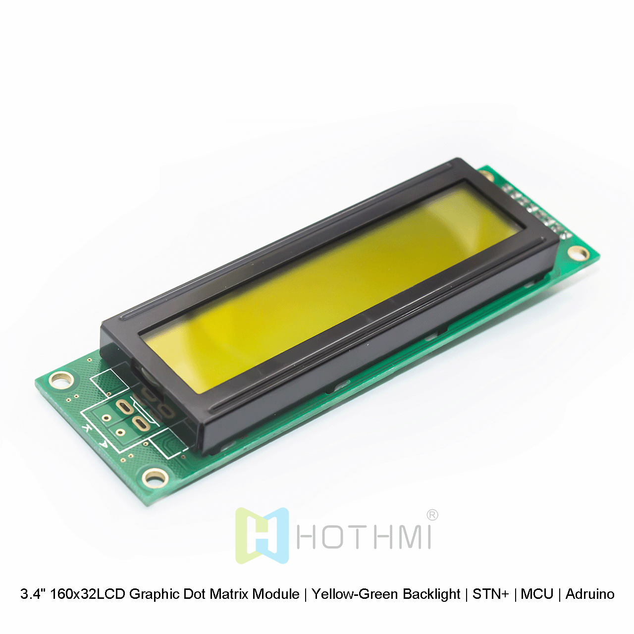 3.4" 160x32LCD Graphic Dot Matrix Module | Yellow-Green Backlight | STN+ | MCU | Arduino