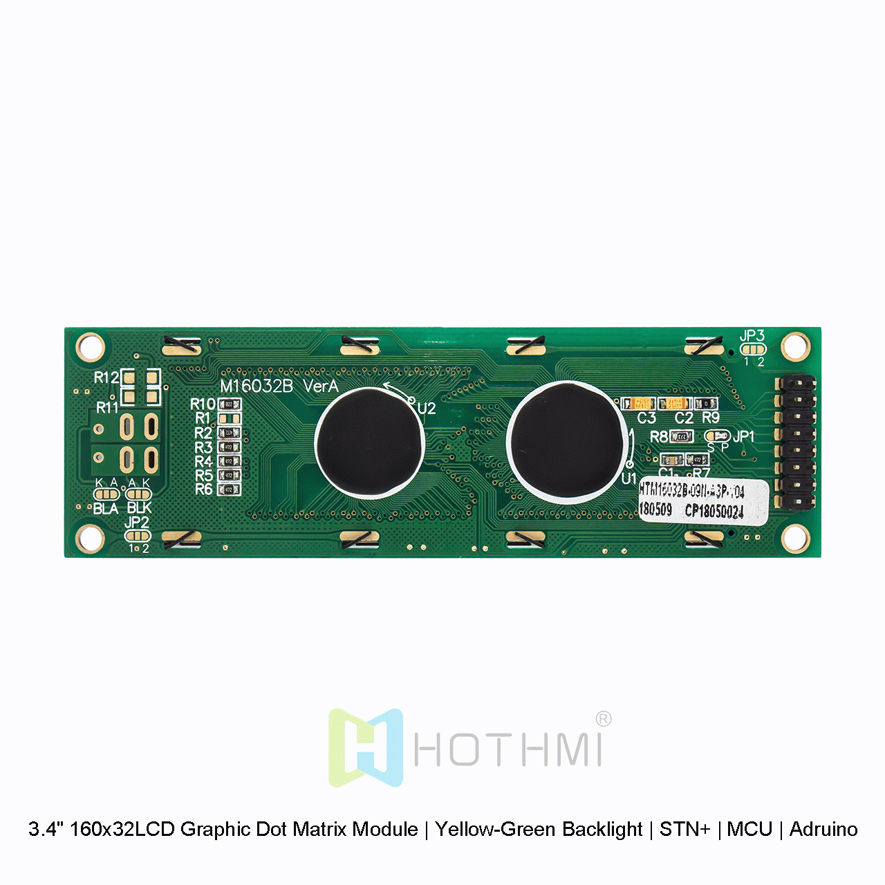 3.4" 160x32LCD Graphic Dot Matrix Module | Yellow-Green Backlight | STN+ | MCU | Arduino